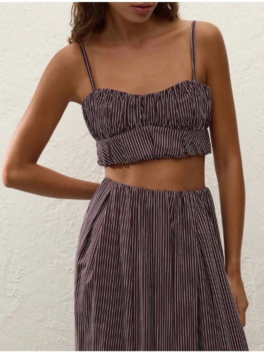 Faithfull the Brand - Pelea Chocolate and White Striped Two-Piece Set